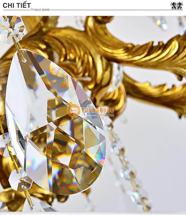 Đèn chùm đồng pha lê nến hoa lệ abr170-9